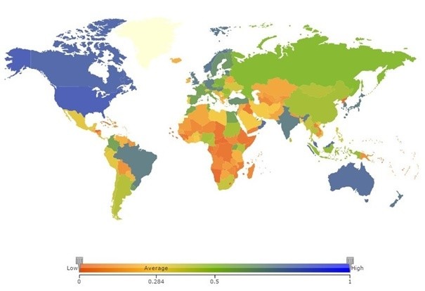 Cyberbezpieczcyberbezpieństwo na świecie - mapa
